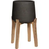 Pottery Pots Bloempot Rough Patt XXL Feet High Black washed 43,5 x 65 cm