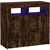 vidaXL Dressoir met LED-verlichting 80x35x75 cm bruin eiken