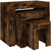 vidaXL 3-delige Tafeltjesset bewerkt hout gerookt eikenkleurig