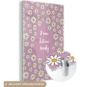 MuchoWow Glasschilderij 40x60 cm - Schilderij acrylglas - Roze - Bloemen - I am bikini ready - Foto op glas - Schilderijen