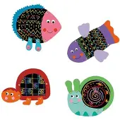 Djeco krastekeningen voor de kleintjes Scratch the funny animals