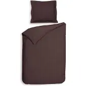 Heckett & Lane Heckettlane Dekbedovertrek Banda - Bedlinnen met Strepen - 200x200-220 cm - Tweepersoons - Bruin - Dekbedovertrek van 100% Katoen-Satijn