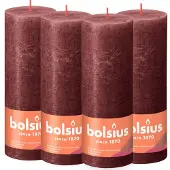Bolsius Stompkaarsen Shine 4 st rustiek 190x68 mm fluweelrood