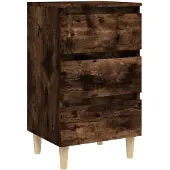 vidaXL Nachtkastje met houten poten 40x35x69 cm gerookt eikenkleurig