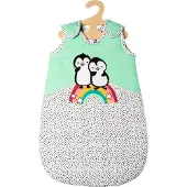 Heless Poppenslaapzak Pinguïn Fluweel Groen/wit