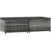 vidaXL Voetensteunen 2 st met kussens poly rattan grijs