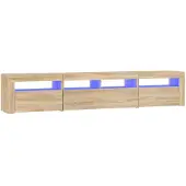 vidaXL Tv-meubel met LED-verlichting 210x35x40 cm sonoma eikenkleurig