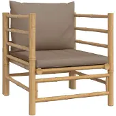 vidaXL Tuinbank met kussens bamboe taupe