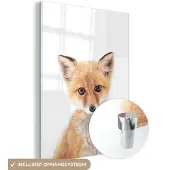 MuchoWow Glasschilderij 120x160 cm - Schilderij acrylglas - Vos - Dieren - Oranje - Natuur - Foto op glas - Schilderijen