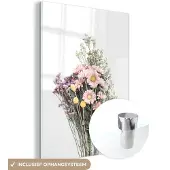 MuchoWow Glasschilderij 60x80 cm - Schilderij acrylglas - Bloemen - Boeket - Natuur - Planten - Lente - Foto op glas - Schilderijen