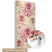 MuchoWow Glasschilderij 40x80 cm - Schilderij acrylglas - Bloemen - Roze - Wit - Natuur - Foto op glas - Schilderijen