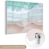 MuchoWow Glasschilderij 120x80 cm - Schilderij acrylglas - Zee - Strand - Blauw - Natuur - Foto op glas - Schilderijen