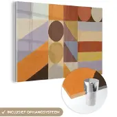 MuchoWow Glasschilderij 180x120 cm - Schilderij acrylglas - Geometrie - Vormen - Kleuren - Pastel - Foto op glas - Schilderijen
