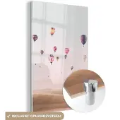 MuchoWow Glasschilderij 120x180 cm - Schilderij acrylglas - Luchtballon - Woestijn - Lucht - Landschap - Natuur - Foto op glas - Schilderijen