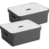 Sunware Sigma Home Opbergbox 24L - set van 2 - antraciet/transparant