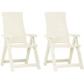 vidaXL Tuinstoelen 2 st verstelbaar kunststof wit