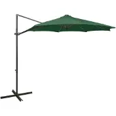vidaXL Zweefparasol met paal en LED-verlichting 300 cm groen