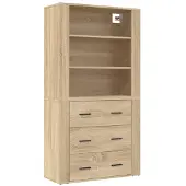 vidaXL Hoge kast bewerkt hout sonoma eikenkleurig