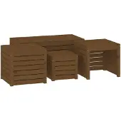 vidaXL 4-delige Tuinboxset massief grenenhout honingbruin