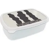 MuchoWow Broodtrommel Wit - Lunchbox - Brooddoos - Vaas - Planten - Bloemen - Pastel - 18x12x6 cm - Volwassenen