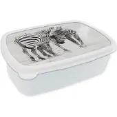 MuchoWow Broodtrommel Wit - Lunchbox - Brooddoos - Zebra - Dieren - Natuur - Safari - 18x12x6 cm - Volwassenen