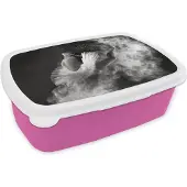 MuchoWow Broodtrommel Roze - Lunchbox - Brooddoos - Dans - Ballerina - Expressie - Zwart wit - 18x12x6 cm - Kinderen - Meisje