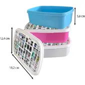 MuchoWow Broodtrommel Roze - Lunchbox - Brooddoos - Deuren - Kleurrijk - Abstract - 18x12x6 cm - Kinderen - Meisje