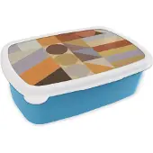 MuchoWow Broodtrommel Blauw - Lunchbox - Brooddoos - Geometrie - Vormen - Kleuren - Pastel - 18x12x6 cm - Kinderen - Jongen