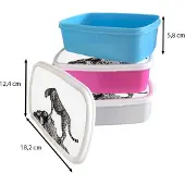 MuchoWow Broodtrommel Roze - Lunchbox - Brooddoos - Roofdier - Panter - Dieren - Natuur - 18x12x6 cm - Kinderen - Meisje
