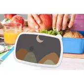 MuchoWow Broodtrommel Blauw - Lunchbox - Brooddoos - Bergen - Boom - Maan - Pastel - 18x12x6 cm - Kinderen - Jongen
