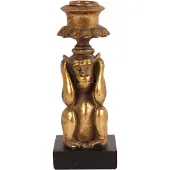 Baroque - Kandelaar - Kandelaar Aap 15 cm - Goud - Resin - 15x6x6 - Polyresin