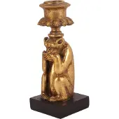 Baroque - Kandelaar - Kandelaar Aap 15 cm - Goud - Resin - 15x6x6 - Polyresin