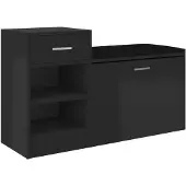 vidaXL Schoenenbank 94,5x31x57 cm bewerkt hout hoogglans zwart