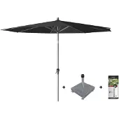 Platinum Riva stokparasol 3 m. rond - black met voet en hoes