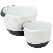 By Lille Vilde Beslagkom/mengkom/roerkom - 2x stuks - kunststof - wit/antraciet - Mengkommen