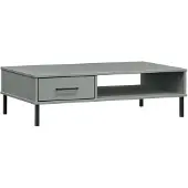vidaXL Salontafel met metalen poten OSLO massief grenenhout grijs