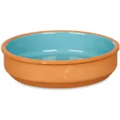Merkloos Set 4x tapas/creme brulee serveer schaaltjes terracotta/blauw 16x4 cm - Snack en tapasschalen