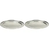 Merkloos 2x RVS serveer/barbecueschaal 35 cm - Serveerschalen