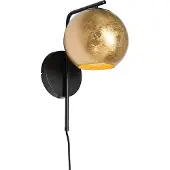 QAZQA Design wandlamp zwart met goud glas - Bert