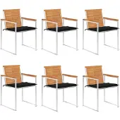vidaXL Tuinstoelen 6 st met kussens massief acaciahout