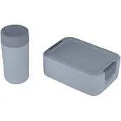 Sunware - Sigma home Food to go broodtrommel + drinkbeker - lunchset blauw - 17,7 x 17,7 x 8,7 cm