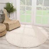 Muratap Loca shaggy rond vloerkleed creme hoogpolig- 120 cm rond