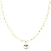 Oozoo Jewellery - goudkleurige ketting met boze oog bedeltje - SN-2019