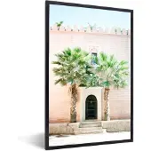 PosterMonkey Fotolijst incl. Poster - Deur - Marrakesh - Palmboom - Wit - Tropisch - 60x90 cm - Posterlijst