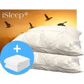 ISleep DownUnder Hoofdkussen Medium Set - (2 Kussens + 2 Moltonslopen) - 60x70cm
