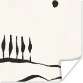 PosterMonkey Poster Landschap - Abstract - Zwart - Wit - 75x75 cm