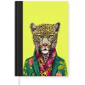 MuchoWow Notitieboek - Schrijfboek - Panter - Dier - Bril - Kleuren - Notitieboekje klein - A5 formaat - Schrijfblok