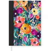 MuchoWow Notitieboek - Schrijfboek - Bloemen - Olieverf - Kunst - Natuur - Notitieboekje klein - A5 formaat - Schrijfblok