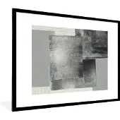 PosterMonkey Fotolijst incl. Poster - Abstract - Grijs - Zwart - Kubus - 80x60 cm - Posterlijst