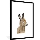 PosterMonkey Fotolijst incl. Poster - Ezel - Bruin - Dieren - Natuur - 60x90 cm - Posterlijst